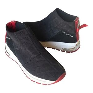 DKNY Mylo Sneakers BackZip w/Logo & Logo Knit Women Sz 7 EUC